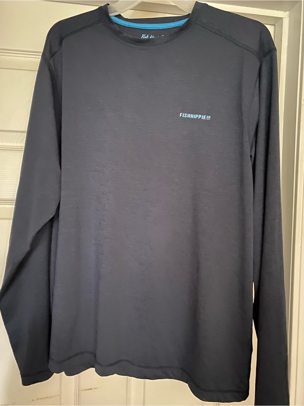 Fish Hippie Men's Long Sleeve Crew - Black with Blue Logo